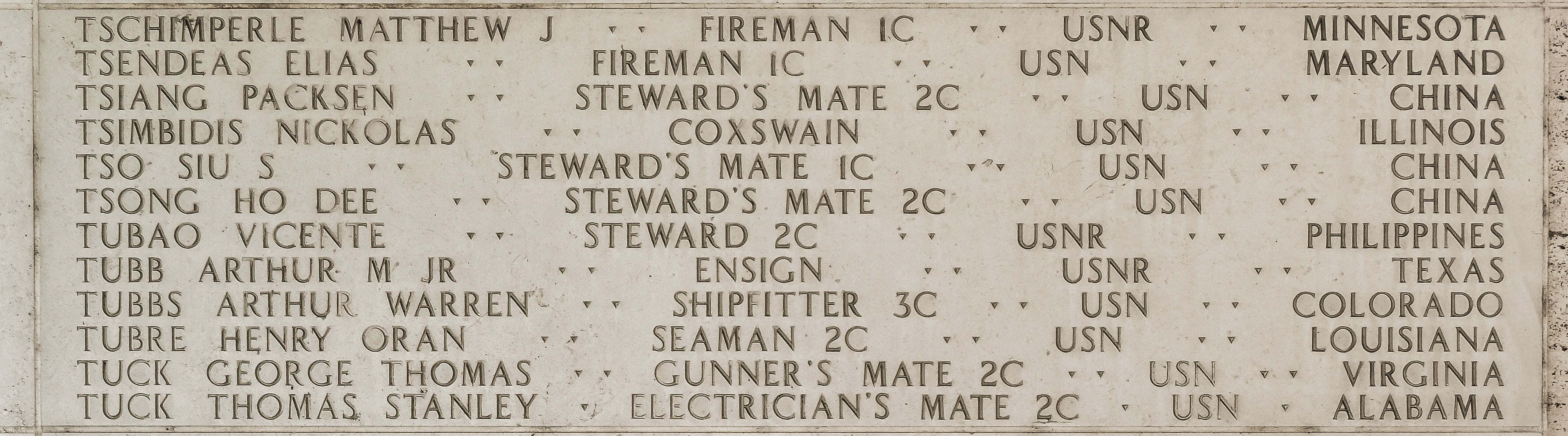 Arthur Warren Tubbs, Shipfitter Third Class